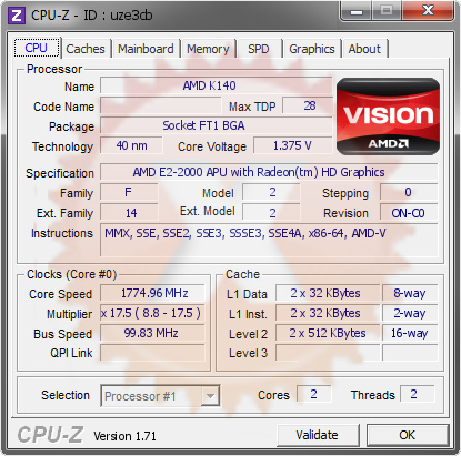 screenshot of CPU-Z validation for Dump [uze3cb] - Submitted by  GBN  - 2015-04-16 15:04:01