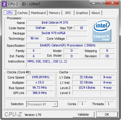 screenshot of CPU-Z validation for Dump [v26iw7] - Submitted by  gigioracing  - 2014-12-19 00:12:39