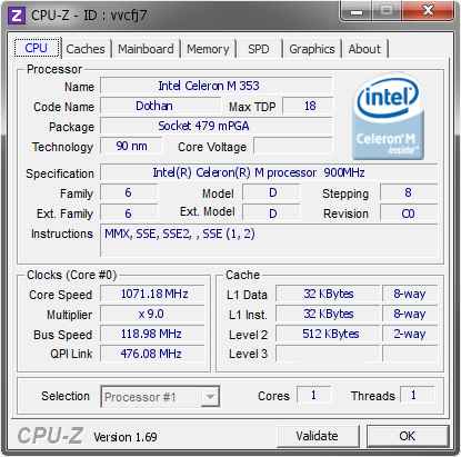 screenshot of CPU-Z validation for Dump [vvcfj7] - Submitted by  sburnolo  - 2014-04-22 22:04:15