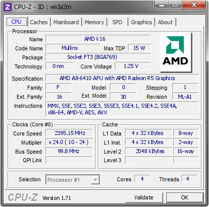 screenshot of CPU-Z validation for Dump [wida2m] - Submitted by  MJ Motamedi  - 2015-03-01 12:03:57