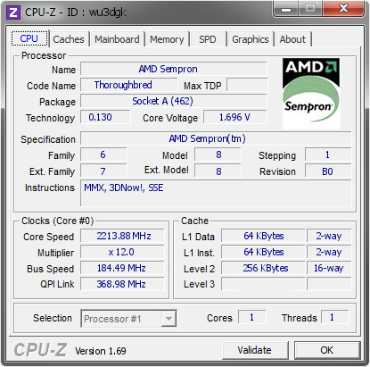 screenshot of CPU-Z validation for Dump [wu3dgk] - Submitted by  Axl  - 2014-06-22 14:06:21