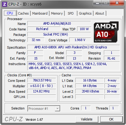 screenshot of CPU-Z validation for Dump [xcyys6] - Submitted by  SorusSiri  - 2013-10-19 14:10:37