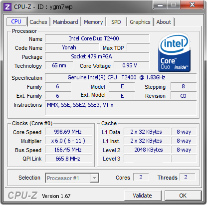 screenshot of CPU-Z validation for Dump [ygm7wp] - Submitted by  Rasparthe  - 2013-11-27 06:11:00