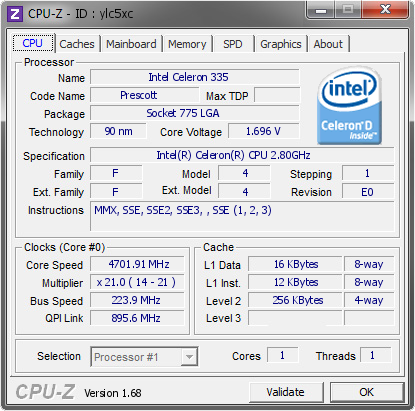 screenshot of CPU-Z validation for Dump [ylc5xc] - Submitted by  sburnolo  - 2014-02-14 01:02:19