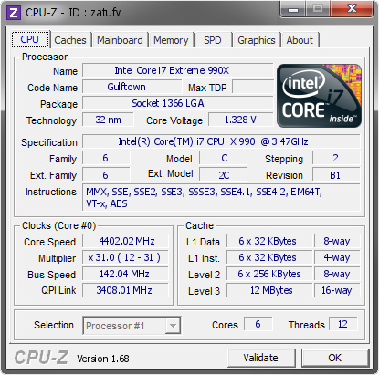 screenshot of CPU-Z validation for Dump [zatufv] - Submitted by  BERTRAND-HOME  - 2014-01-31 22:01:50